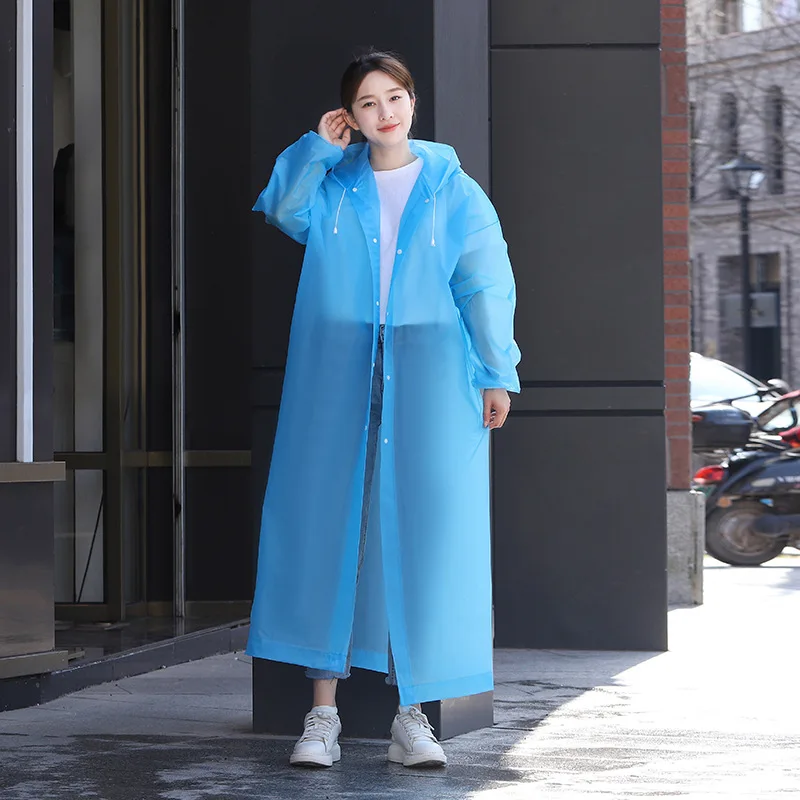 

Fashion EVA Waterproof Raincoat 145*68cm Thickened Unisex Travel Rainwear Portable Camping Hiking Hooded Rain Ponchos Rain Cover