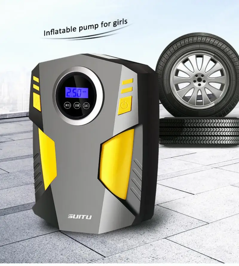 12V Portable Air Compressor Car Air Pump Dual-cylinder 150PSI Digital Tire Inflator LED Light Inflatable Air Conditioner Pump