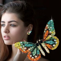 european and american style colorful butterfly earrings ladies wings crystal sweet jewelry rhinestone party fashion earrings