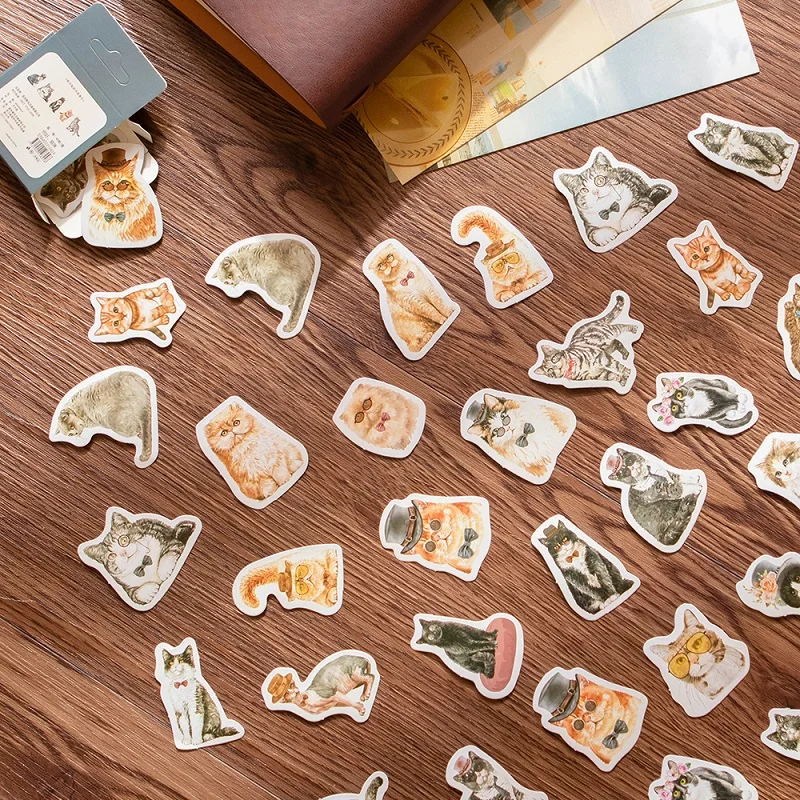 

46 шт., наклейки с рисунком кошки, 4 см
