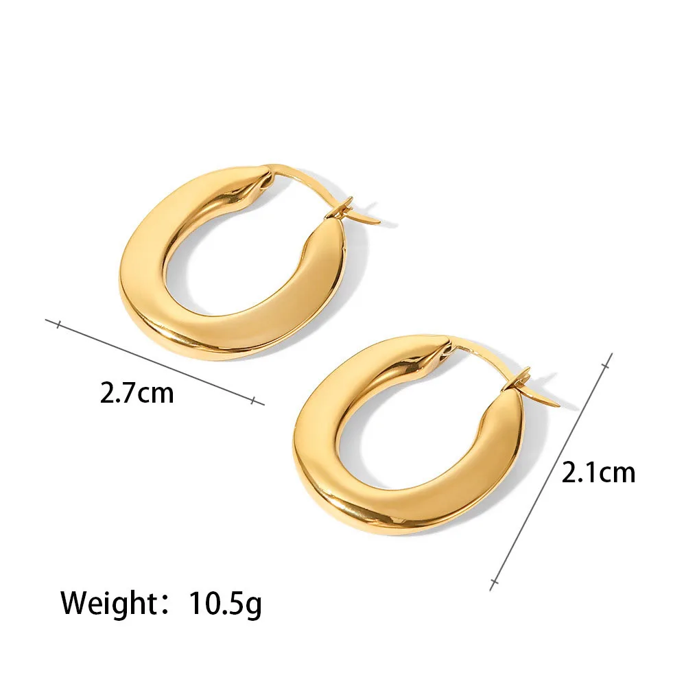 Stainless Steel PVD 18K Gold Plated Tarnish Waterproof Geo Simply Hoop Earring  For Woman Jewelry Wholesale Trendy