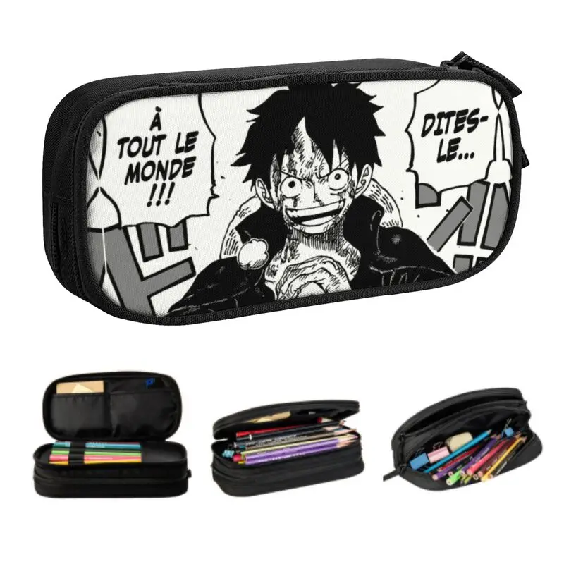 One Piece Anime Kawaii Pencil Case Boys Gilrs Big Capacity Pirate King Monkey D Luffy Pencil Bag Pouch Students Stationery