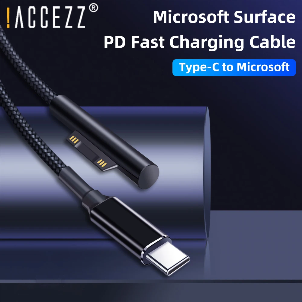 

!ACCEZZ 2M/1.8M/1M USB Type C PD Power Adapter 65W 102W Fast Charging Cable for Microsoft Surface Pro 7 6 5 4 3 Book 2 GO Laptop