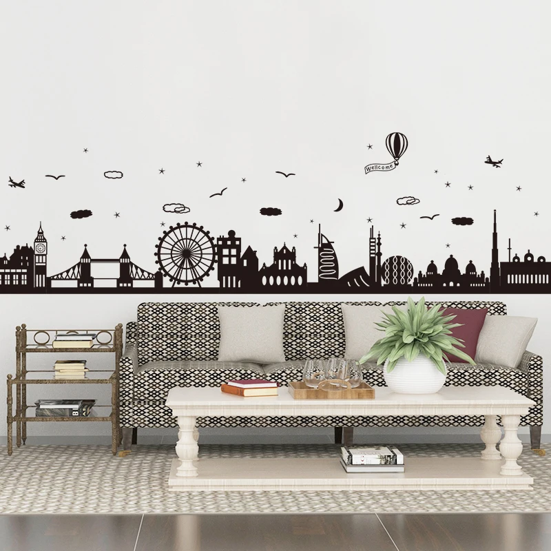 shijuekongjian chandelier lights wall stickers diy buildings mural decals for living room bedroom office house decoration free global shipping