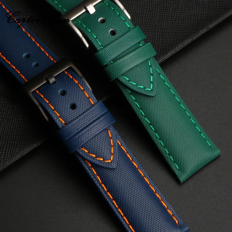20 21 22 24mm Fiber Nylon Leather Watchband For TAG Heuer F1 Racing Car Citizen Mido Diving Strap Canvas Watch Band Bracelet