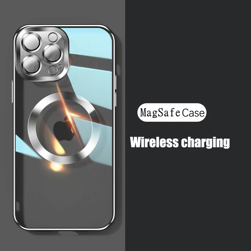 

Official Original Color Magsafe Magnetic Wireless Charging Plating Case For iPhone 13 12 Pro Max Car charger Back Phone Cover