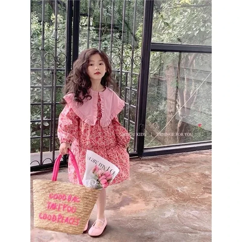 

3-12 Years Girls Long Sleeve Dress Children Floral Loose Cotton Dresses for Girls Toddler Baby Outfits 4 5 6 7 8 9 10 11