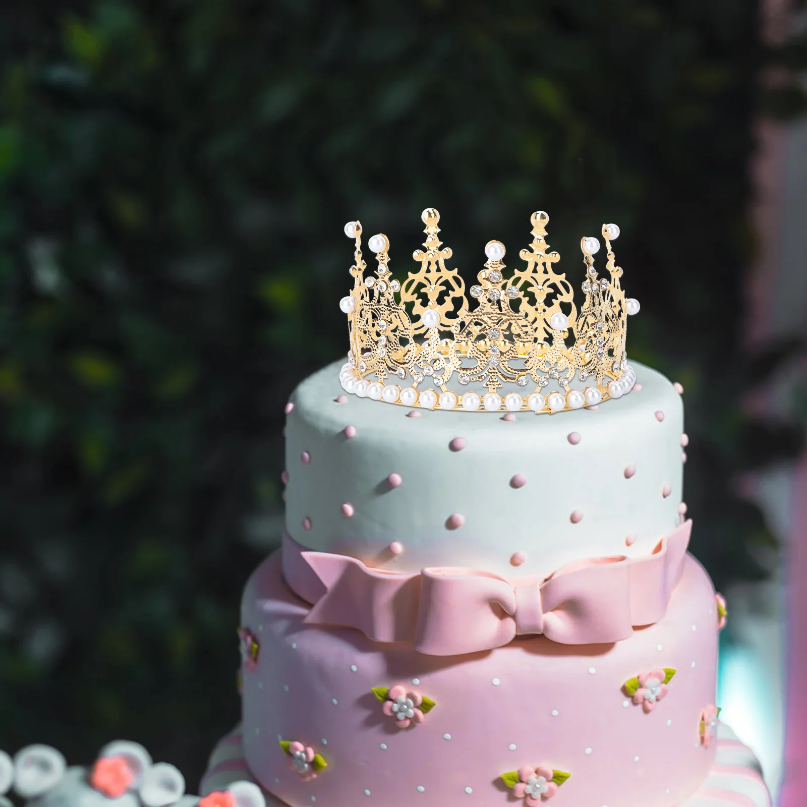 

Jewelry Cake Centerpiece Party Headband Crown Topper Decoration Rhinestones Pearls