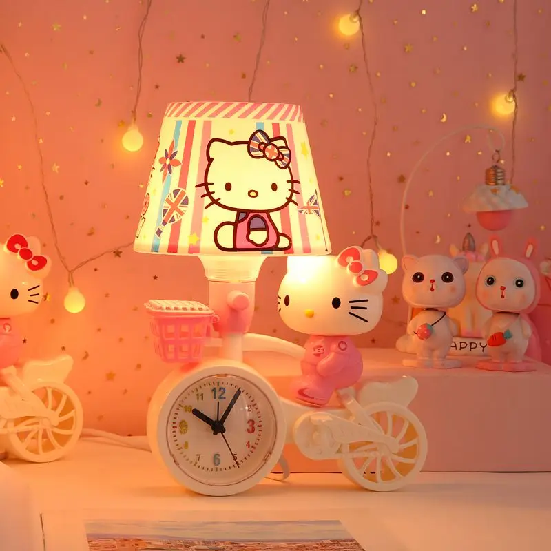 

Ночной светильник Kawaii Hello Kitty, креативный мультяшный теплый светильник для спальни, прикроватный светильник для защиты глаз, для девушек, сердечек, будильник, подарки, игрушка