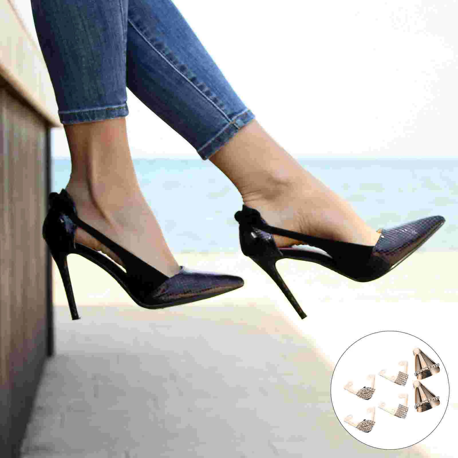

3 Pairs Heel Protectors Shoes Replacement Tips Metal Decorative Toe Caps Boot