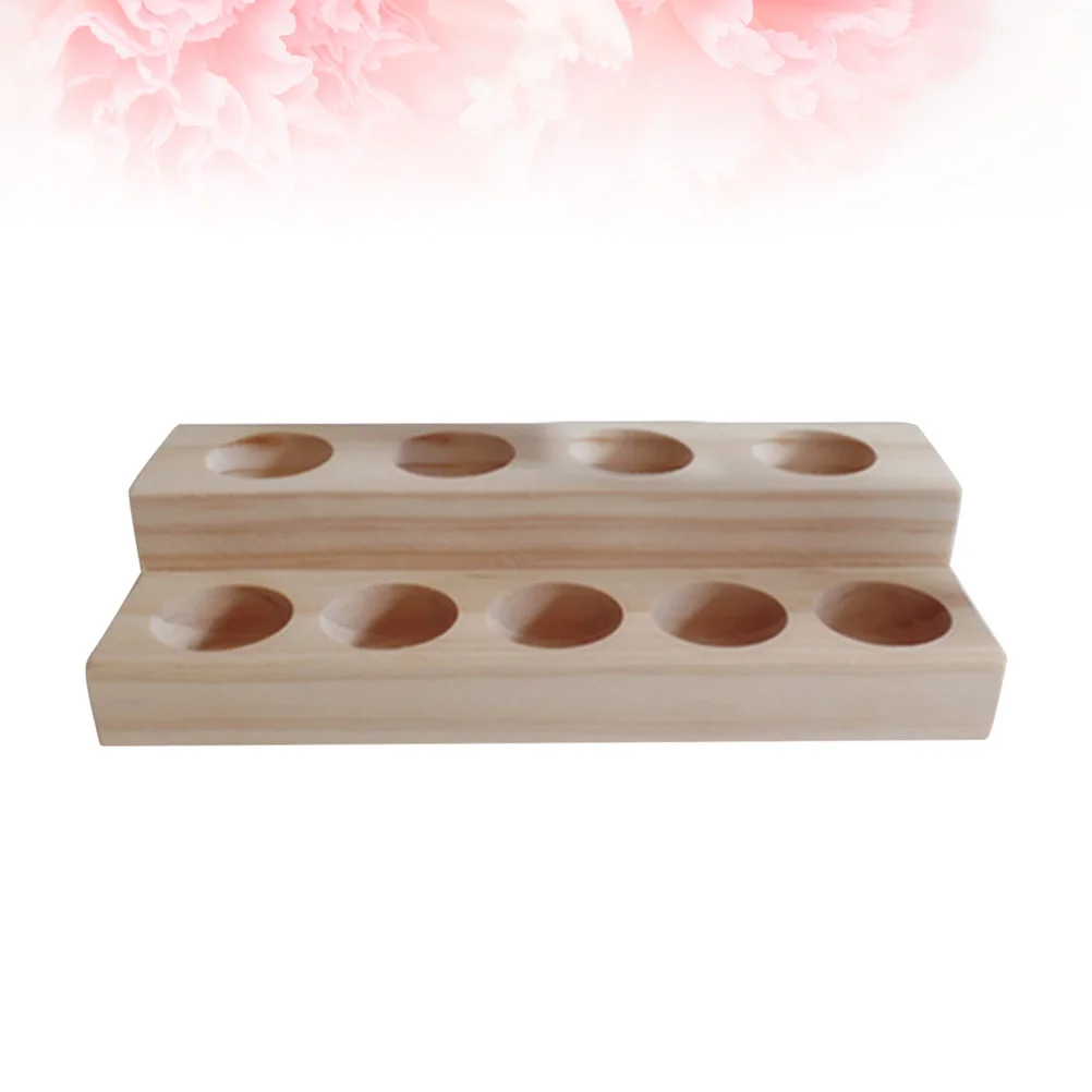 

Glass Display Shelf Essential Oils Storage Rack Wood Stepped 2 Tier Solid Desktop