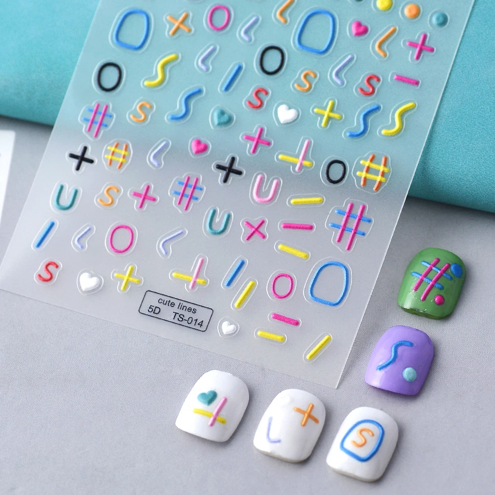 

Colored Lines 5D Slider For Manicure Polish Tape Nail Sticker Embossed Cute Line TS014