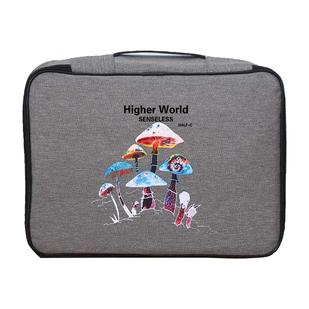 Document Bags Handbag Men Women Travel Credentials Luggage Wallet Storage Bag Mushroom Print Waterproof Documents Organizer Case