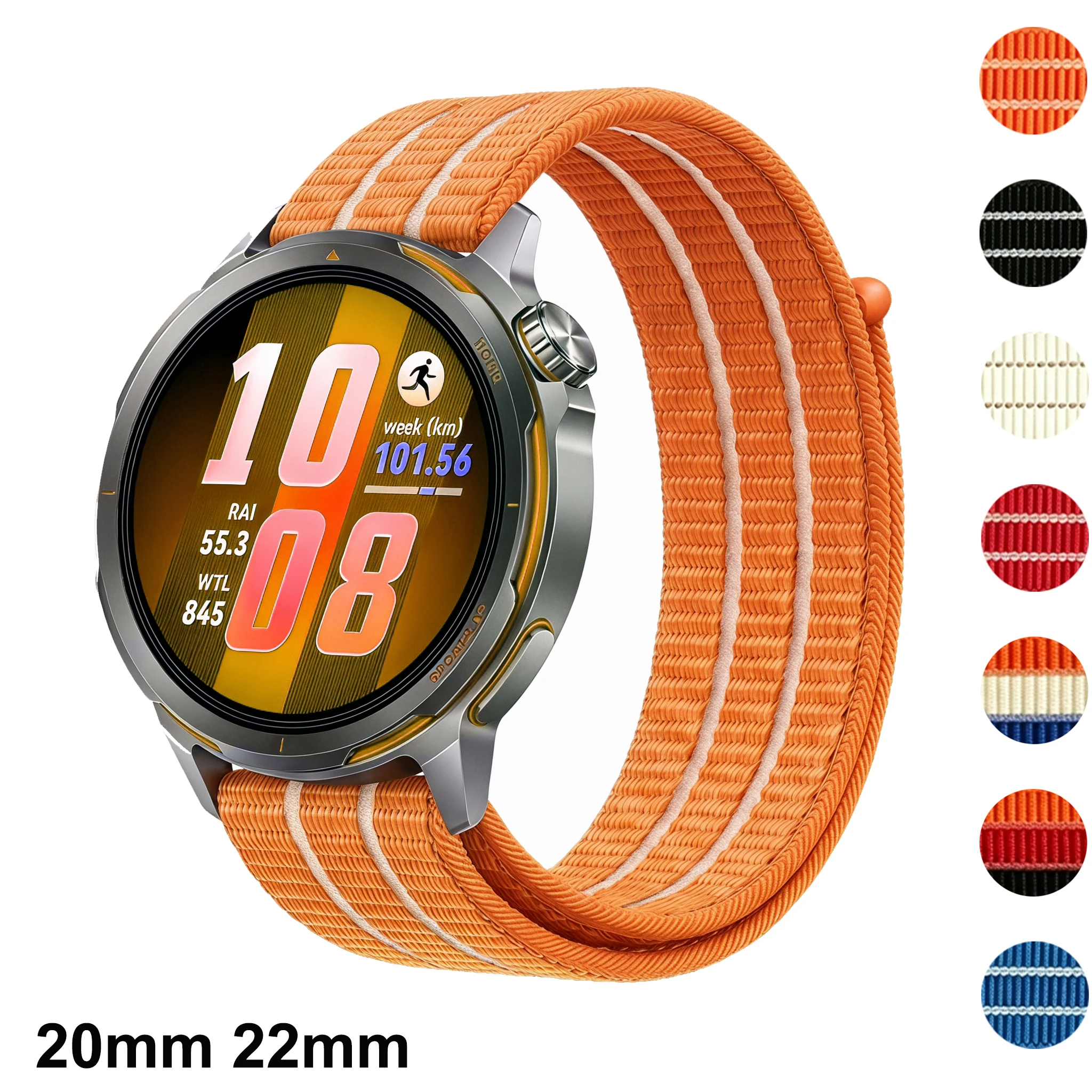 Фото Ремешки для часов 20 мм и 22 мм для Galaxy Watch 7 FE, 6, 5 Pro, 4 Classic, 3 Sport, нейлоновый браслет с петлей, ремешок для Huawei Watch GT Runner 2. №1