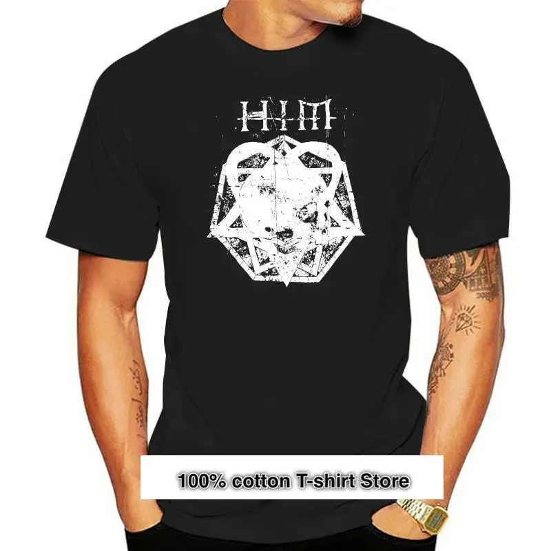 

H.I.M. Camiseta negra SKULLGRAM para hombre, camiseta oficial con heartagrama de música, barata, cuello redondo