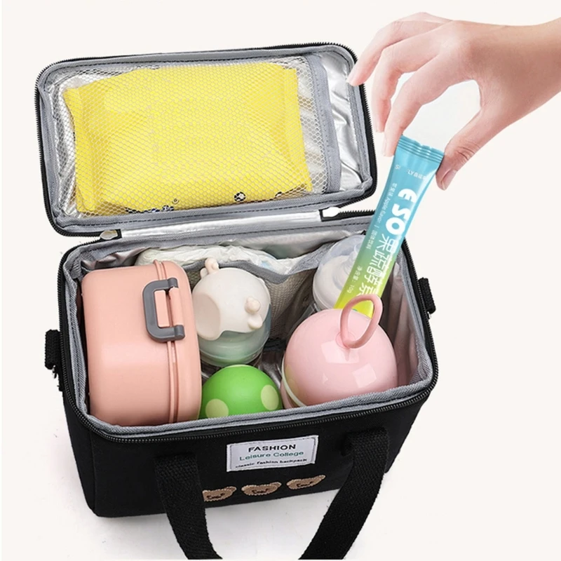 

Cartoon Bear Mommy Bag Baby Diaper Bag Feeding Bottle Cooler Bag Newborn Shower Gift Multi-functional Lunch Pouch