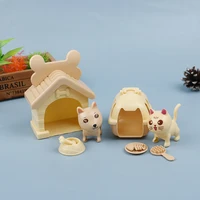1set doll accessories cute pet cat and dog cat and dog cage animal simulation model interactive mini plastic childrens toy