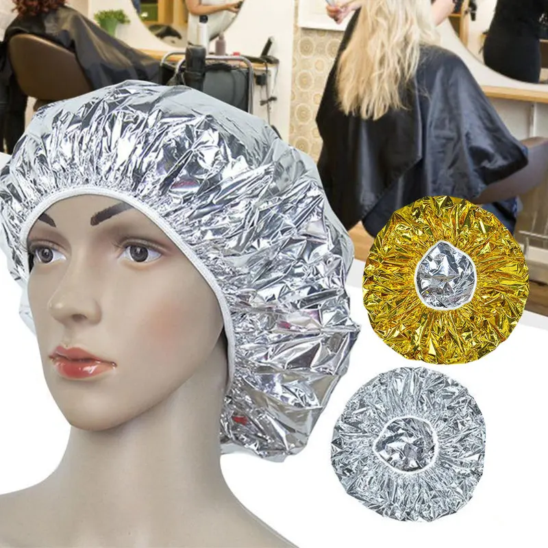 Shower Cap Heat Insulation Aluminum Foil Insulation Hat Elastic Bathing Cap For Women Hair Salon Bathroom Hairdressing Salon