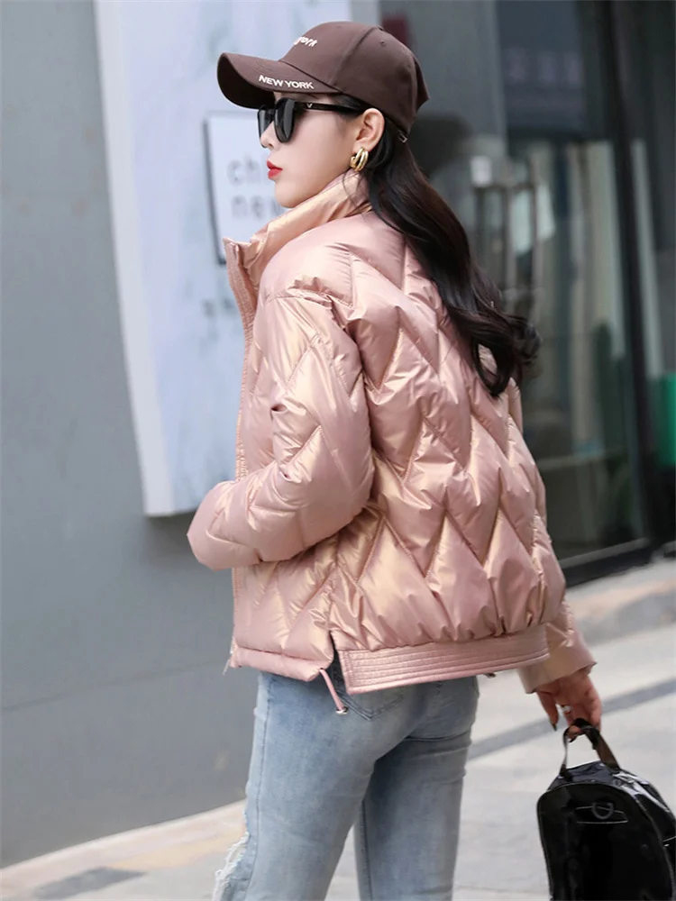 Cotton Coat Women Short Small Thick Warmth Clothing 22 Winter New Fashion Korean Beading Loose Stand Collar Chic Parkas Feminina