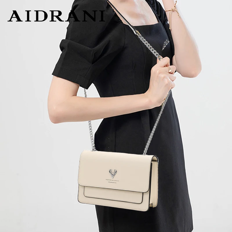 Новая женская сумка Aidrani на цепочке квадратная из воловьей кожи можно носить одно