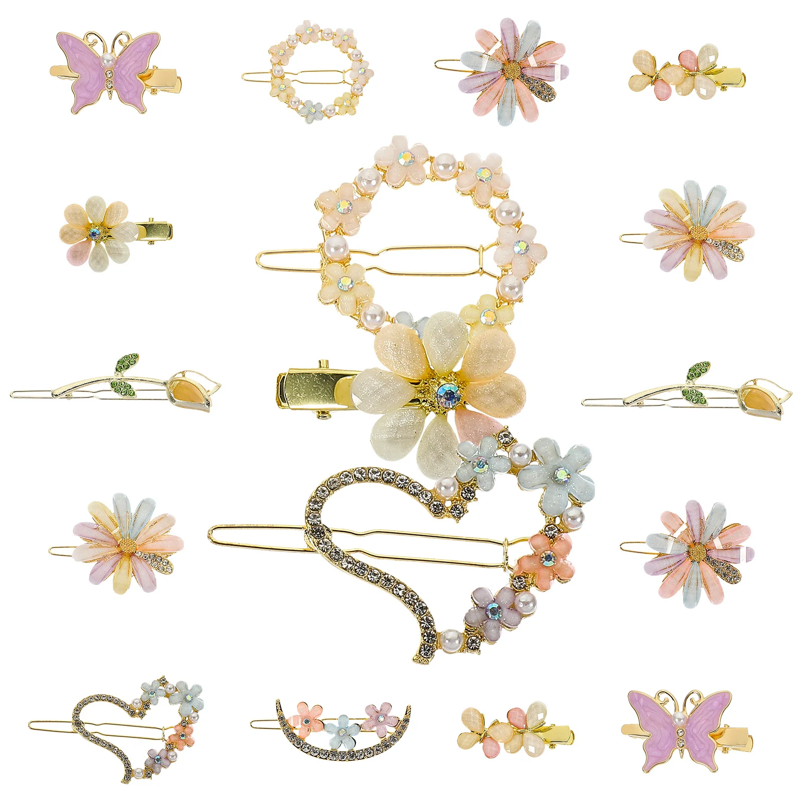 

18 Pcs Hairpin Clip Accessories Women Rhinestones Butterflies Decorative Modeling