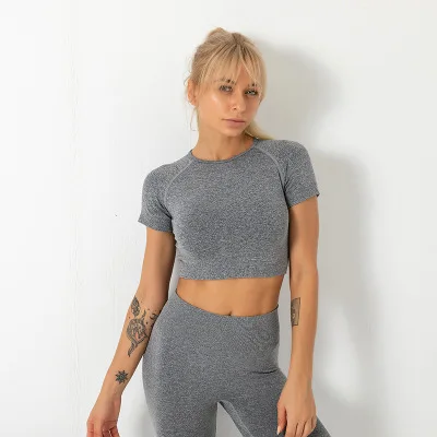 

woman Yoga gym Sport Tops Gym Fitness Workout Sport Tops Short Sleeve Sexy Girls Running Sportswear Female Suit for fitness