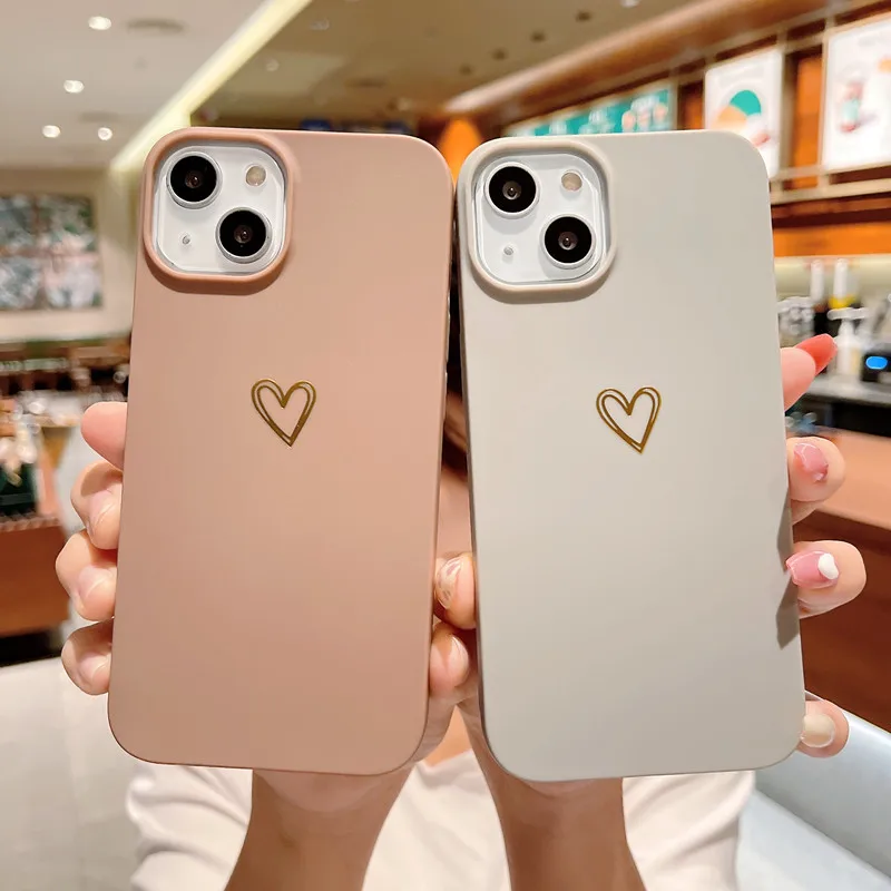 For iPhone 11 Pro XR X XS Max 12 13 Mini 8 7 6 Plus Fashion Love Heart Logo Phone Case Shockproof Soft TPU Silicone Case Cover