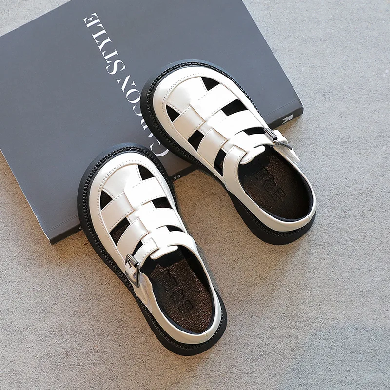 

Children's Sandals Fashion New Geniune Leather Hollow-out Sandals Girl's Princess Preformance Soft Sole Casual Shoes