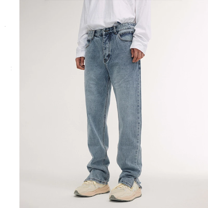CHIPS 2022 Harajuku Men Hip Hop Streetwear Baggy Jeans Fashion Pants Men Vintage Washed Trousers Casual Straight Wide Leg Jeans