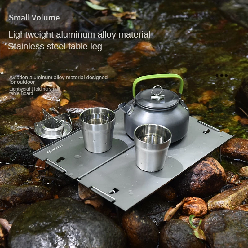 

Одноместный стол для кемпинга, ульсветильник портативный складной маленький стол из алюминиевого сплава, уличный мини-столик, маленький ча...