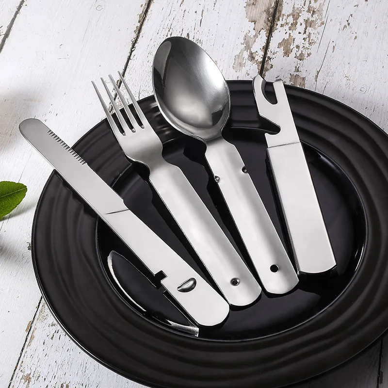 4 шт.Портативный набор столовых приборов Набор столовой посуды Нож из