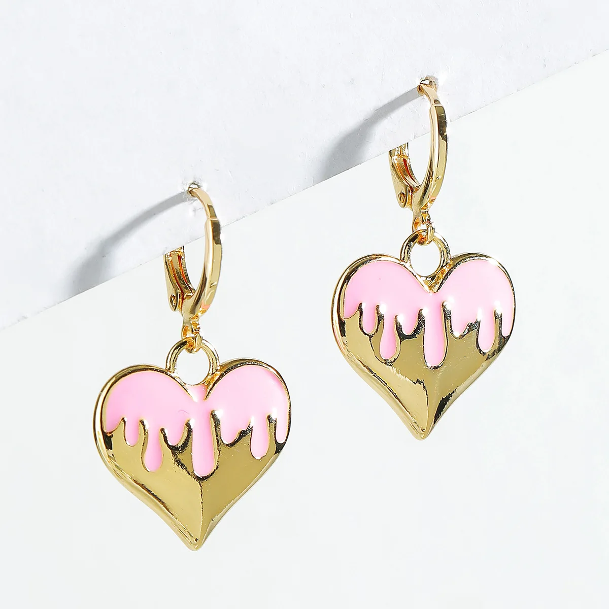 

2000s Jewelry Pink Peach Heart Earrings Flame Korean Fashion Harajuku Dangle Earrings for Women Egirl Aesthetic Accessories