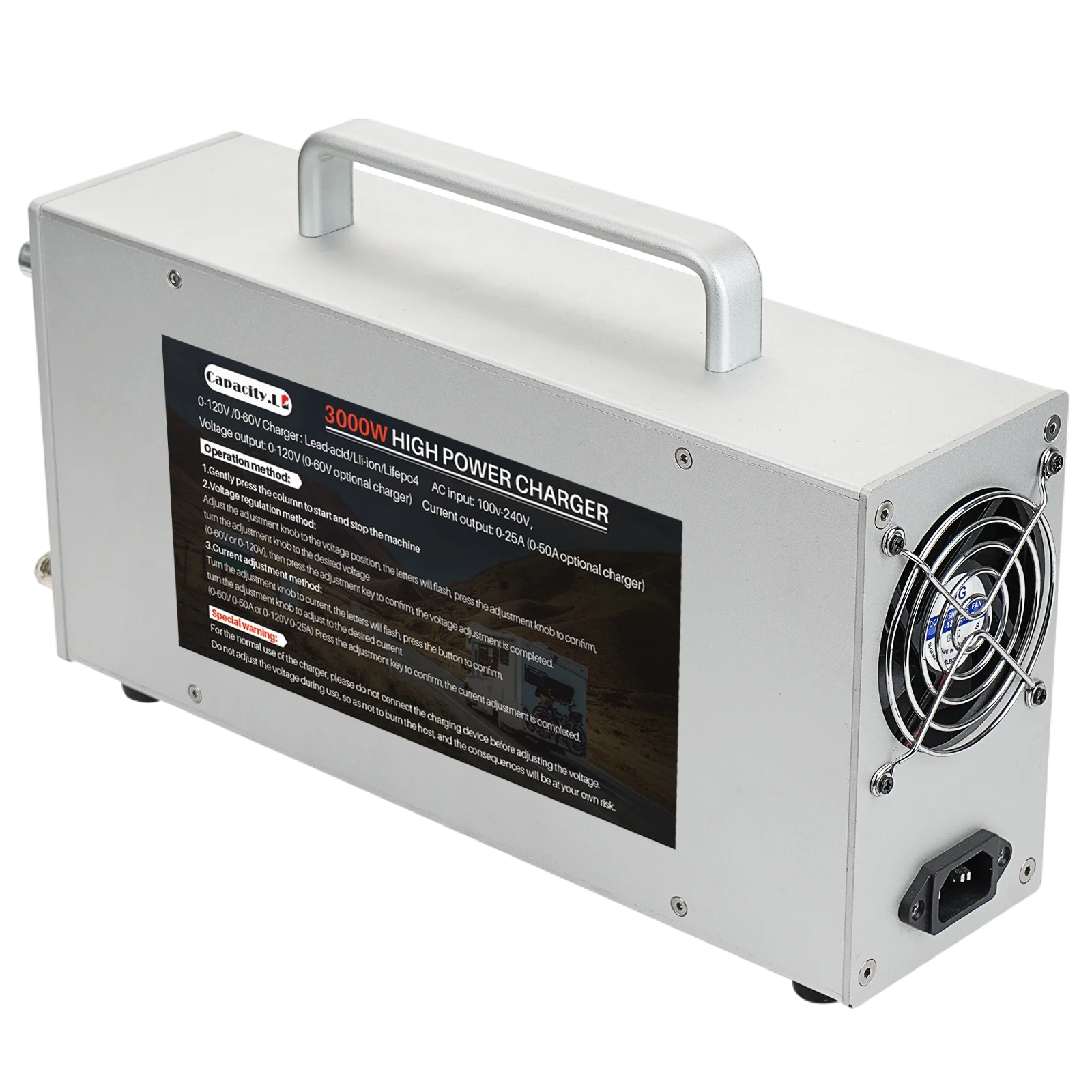 

120V 25A lithium battery charger lifepo4 battery charger input voltage0-120V Output voltage 0-25A