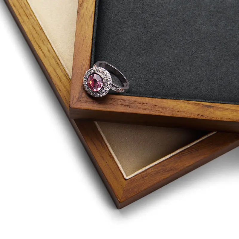 Oirlv Solid Wooden Necklace&Pendant display Stand with Microfiber for Jewellry Ring Earrings Bangle Organizer Jewelry Tray