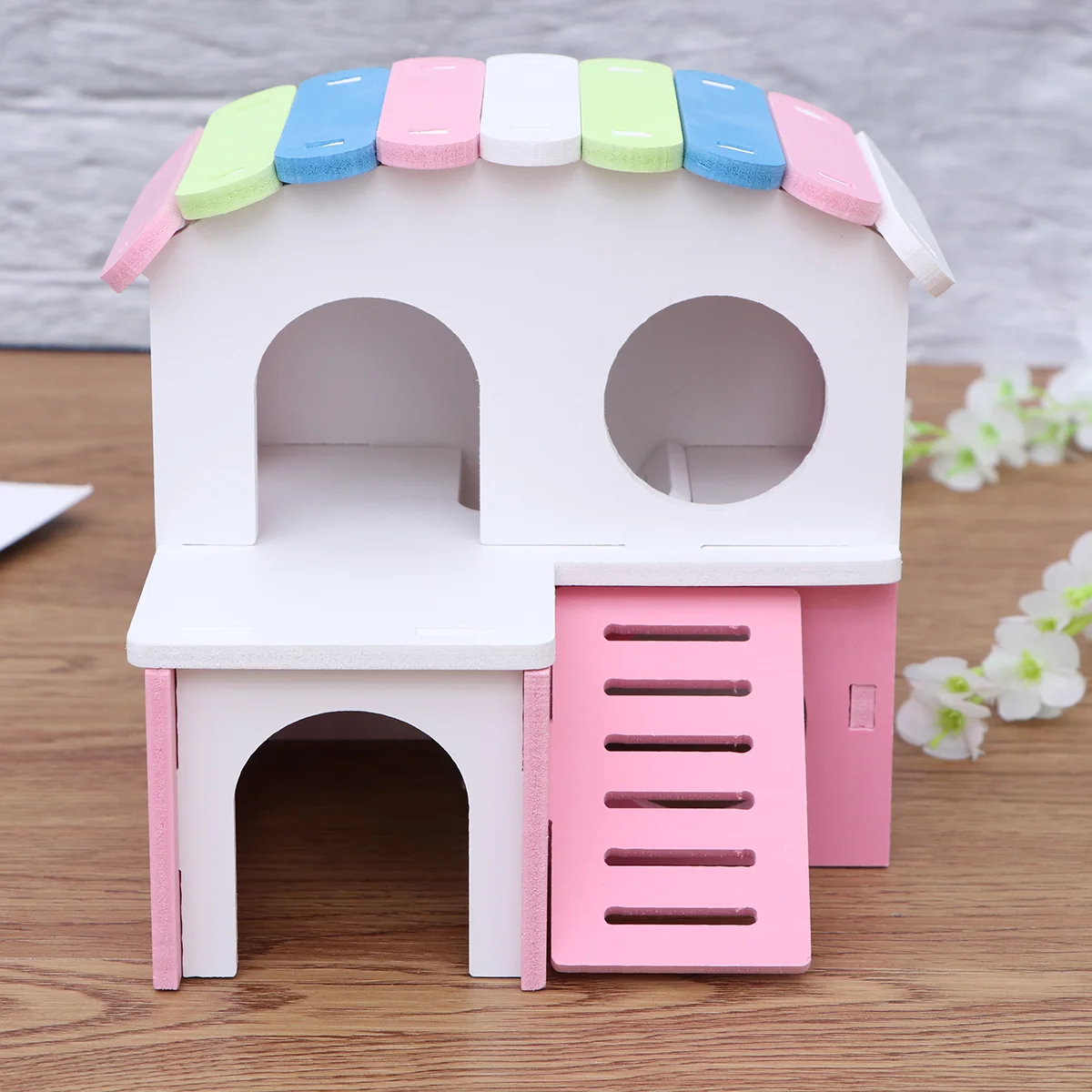 

Hamster Wooden House Villa Gerbil Playground Hideout Toy Toys Dwarf Animal Climbing Hut Houses Hideouts Cage Cottage Maze Ladder