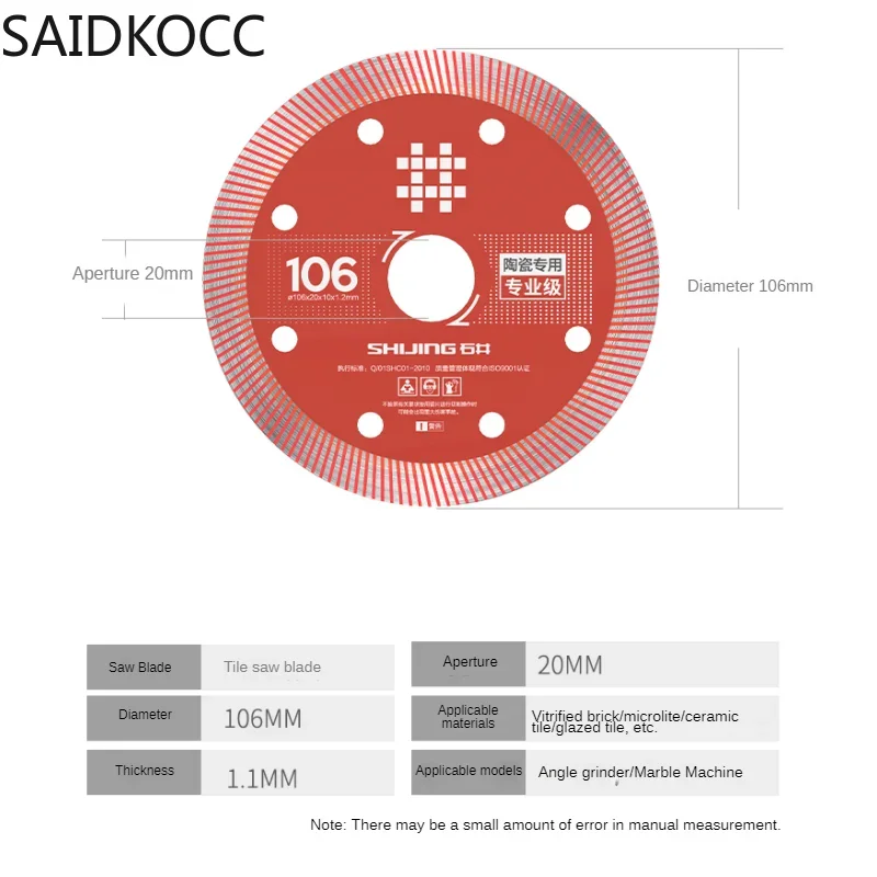 5 шт. пилы для резки плитки машины мрамора ShiJing угловая шлифовальная машина