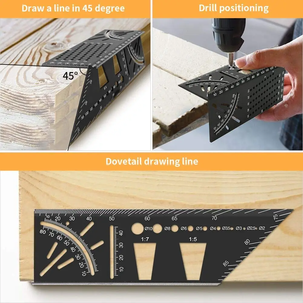 

Carpenter Line Square Measuring Ruler 45 Degree 90 Degree Line Ruler 3D Angle Dovetail Shape Ruler For Home DIYwoodworking Tools