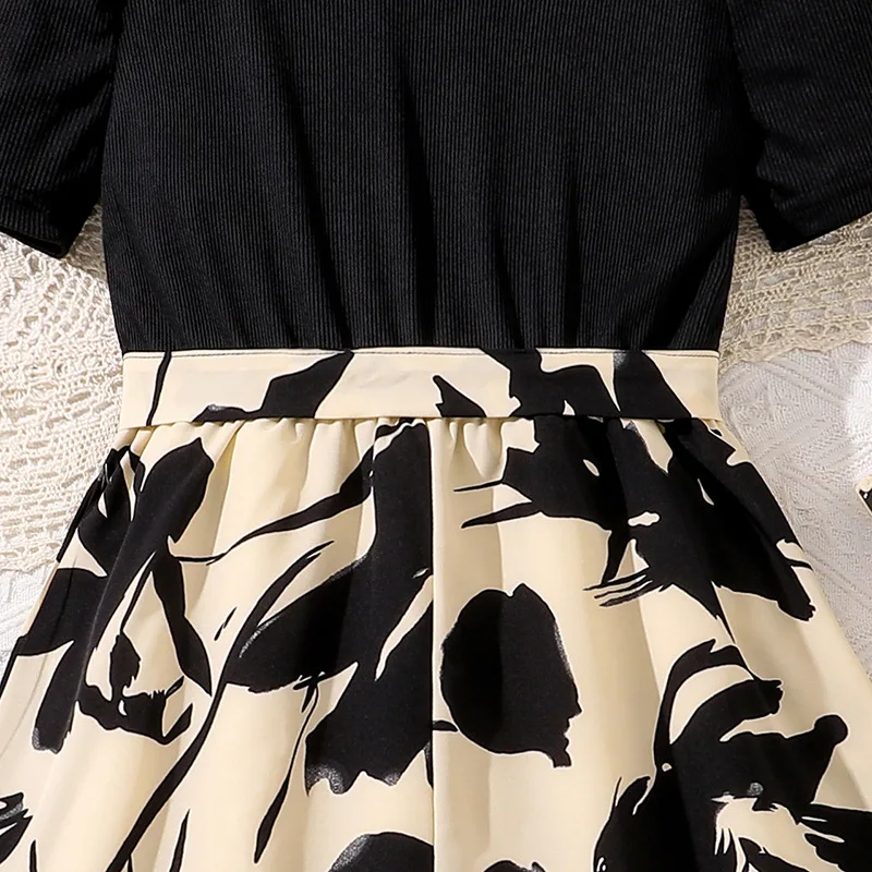 Новое поступление 2024 милое праздничное платье с короткими рукавами и круглым