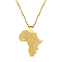 stainless steel africa map necklace for women men goldsilver color metal africa map pendant choker box chain necklace femme