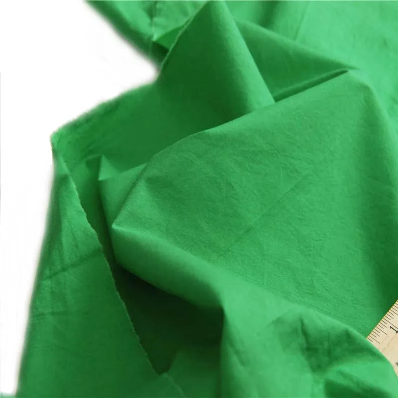 

2022 New Bright Solid Grass Green 100% Combed Cotton Poplin Washed Fine Fabrics Tissue for Summer Dress Shirt Handwork Craft