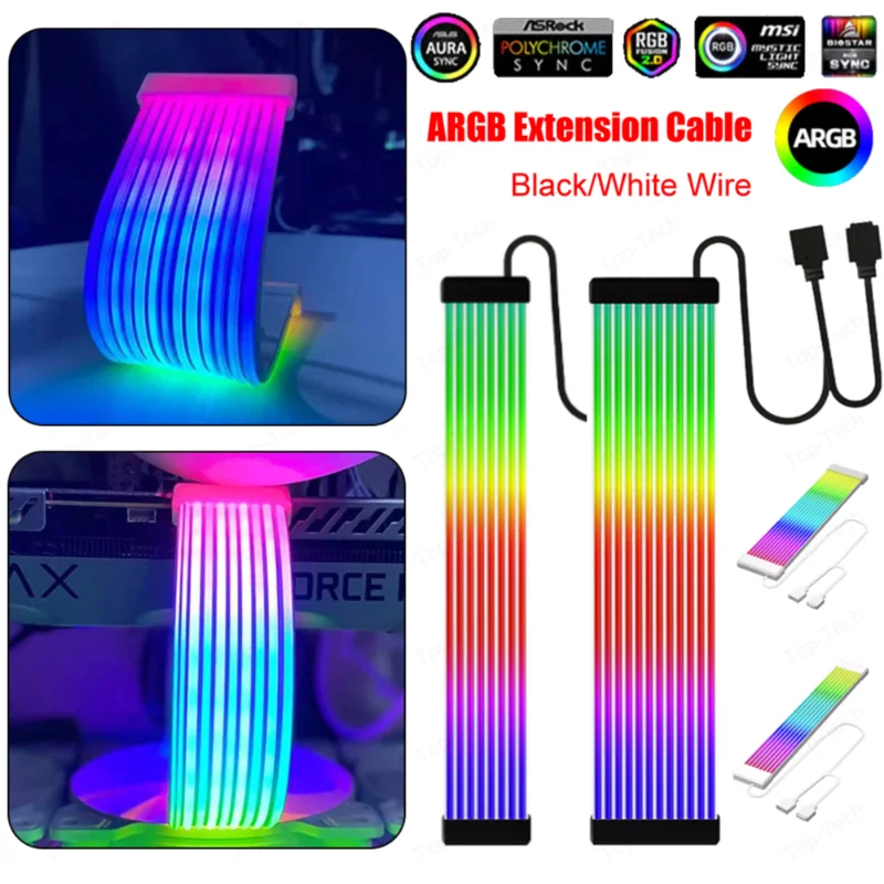 RGB флуоресцентная панель для блока питания компьютера плата синхронизации ATX 24