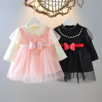 spring and autumn girls princess dress mesh long sleeve baby fake two piece dresses kids dresses for girls 0 3y