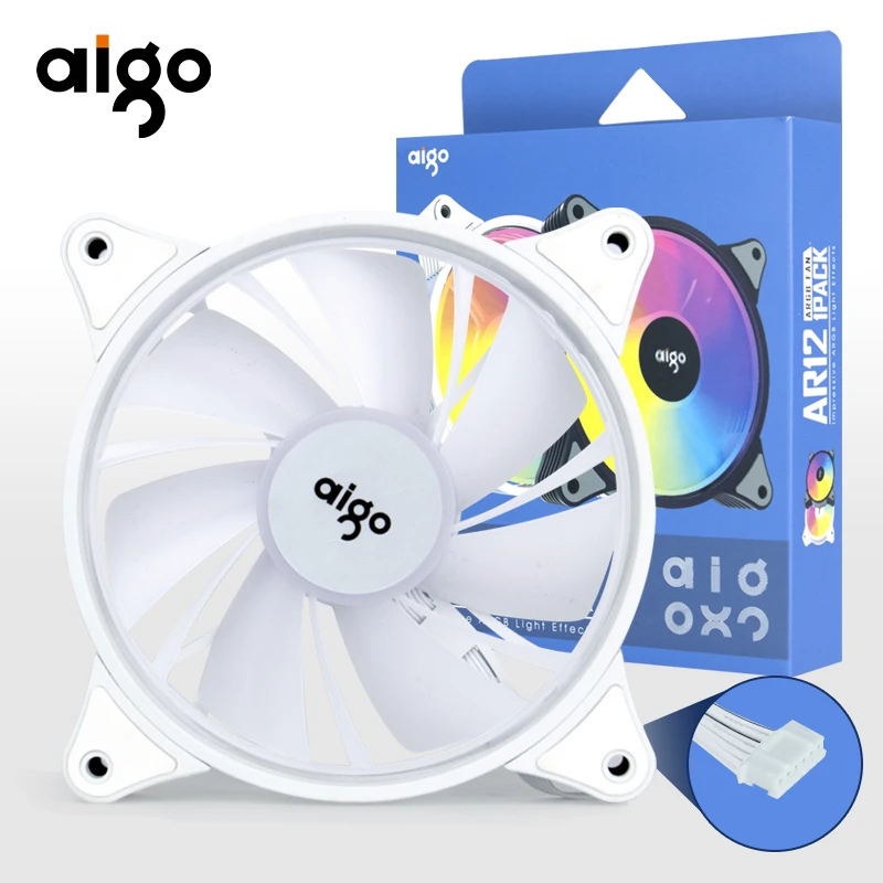 Aigo AR12 white 120mm RGB FAN ventilador PC gamer Computer Case kit Fan Cooling Cooler 12cm Adjust Speed 12V ARGB Fans ventoinha images - 6