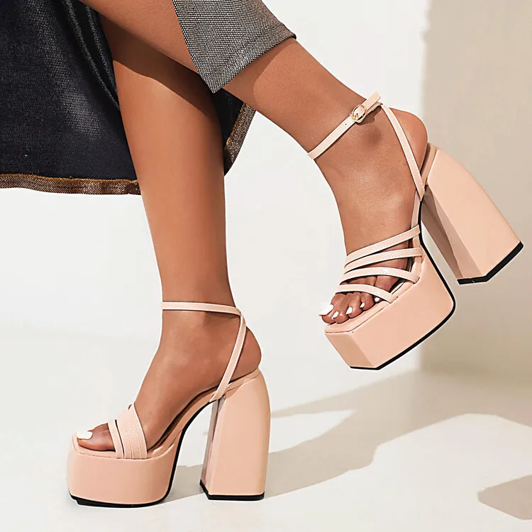 

Сандалии на тонком каблуке 14 см, водостойкие сандалии с открытым носком и тонким ремешком в римском стиле, на платформе 5 см, лето 2022