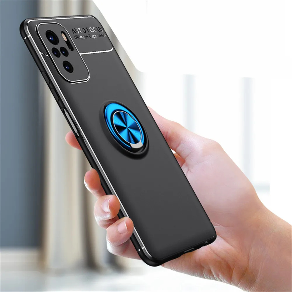

Redmi Note 10S Shockproof Phone Case for Xiaomi POCO M3 Pro 5G Silicone Ring Stand cover for Redmi Note 10 5G 10 Pro Max 10S