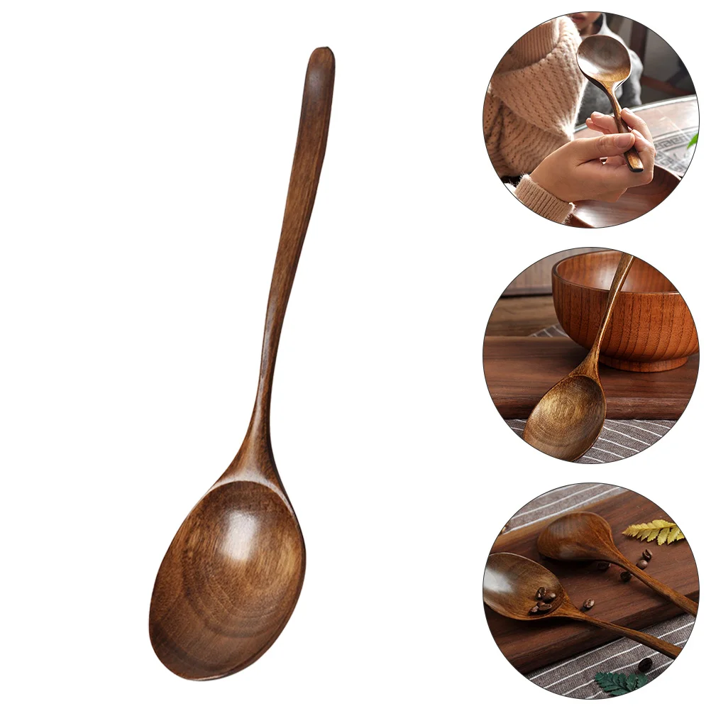 

1pc Practical Anti-scald Multipurpose Non-stick Rice Scoop Wooden Spoon Soup Spoon for Home