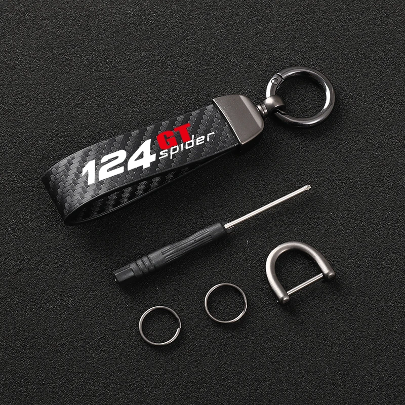 

For Fiat Abarth abarth 124GT spider car accessories 4S Leather Car Key Chain 360 Degree Rotating Horseshoe Rings