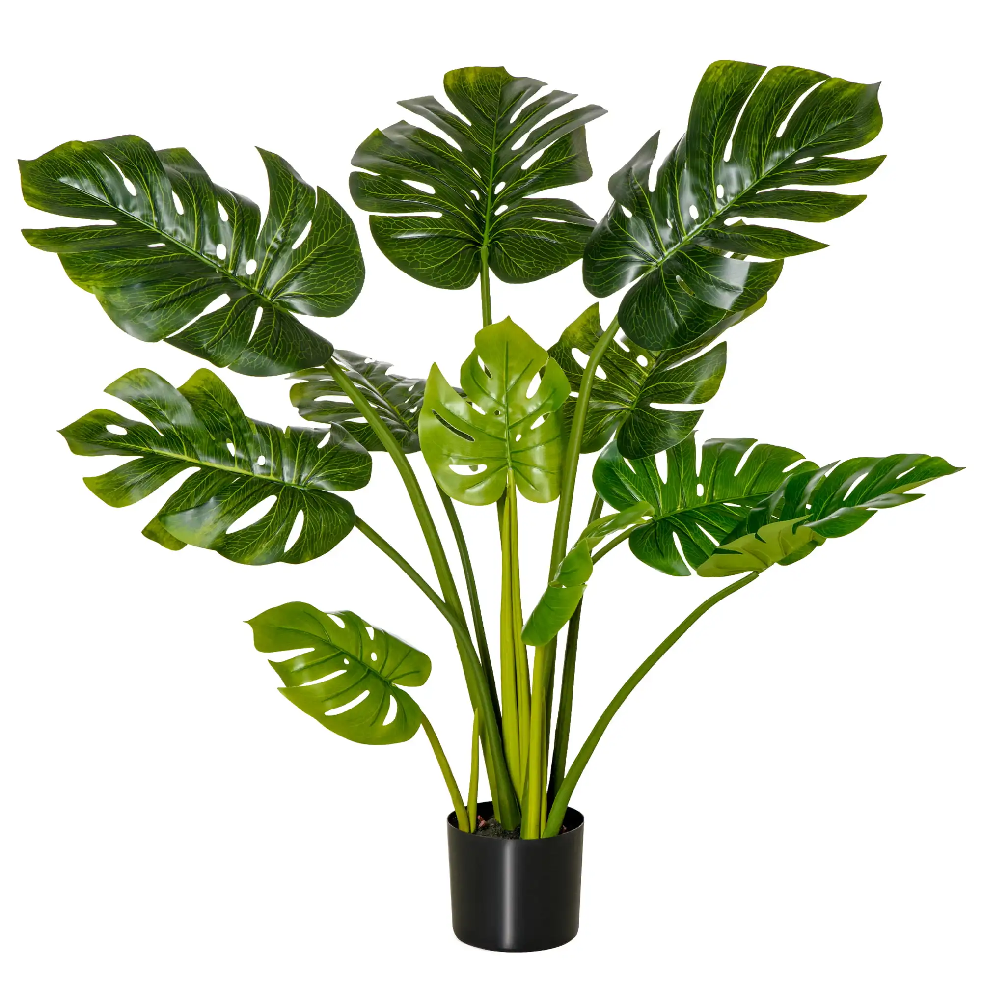 

3.5' Artificial Monstera Fake Plant in Pot Indoor Outdoor Decoration