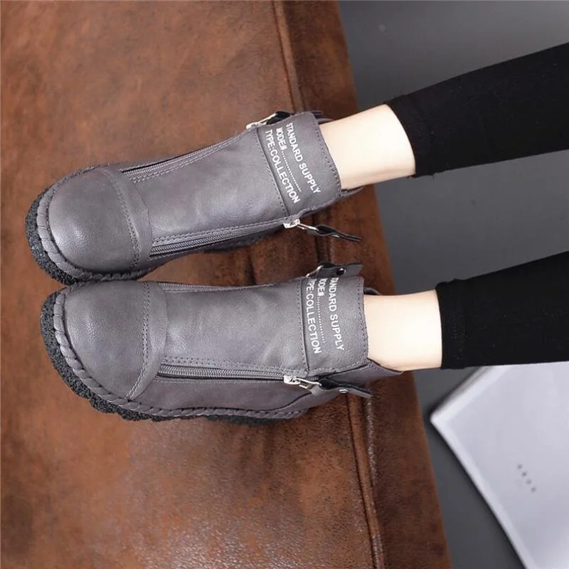 

Platform Shoes Luxury Women Boots Ankle Boots Ladies Cashmere Zipper Casual Short Boots Low Top Solid Color Thickened Women Boot