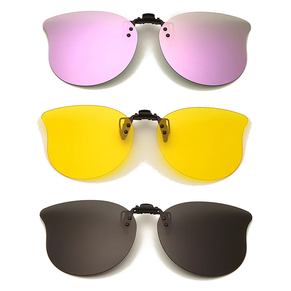 Fishing Women Mirror Purple Polarized Pilot Flip Up Clip on Sunglasses Driving Ladies Pink Sun Glasses Night Vision Lens